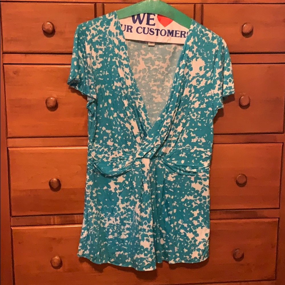 Banana Republic sz M teal and white top